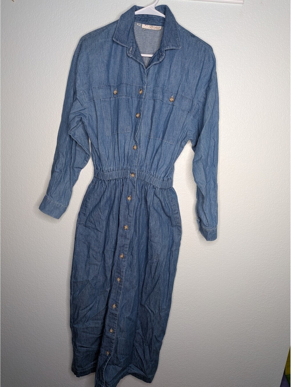 Vintage J. Thompson Denim Chambray Button Front Dress Size 10